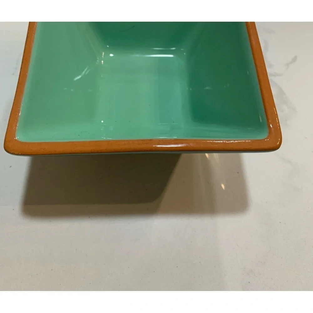 🌻Crate and barrel made in Portugal 4 inch square teal and orange brick b…